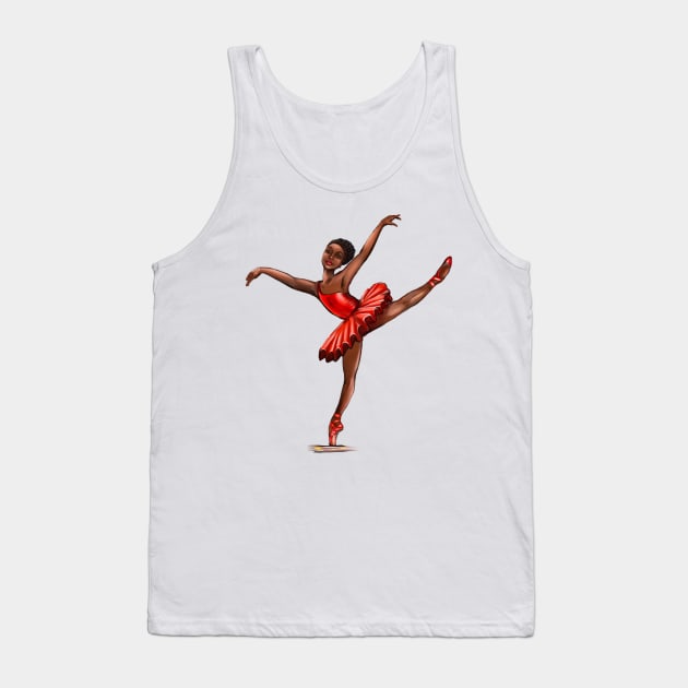 Ballet in red pointe shoes 4 - ballerina doing pirouette in red tutu and red shoes  - brown skin ballerina Tank Top by Artonmytee